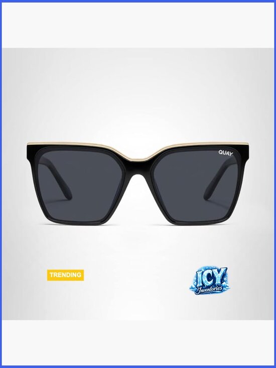 Oversized Square Sunglasses with UV Protected Lenses and Metal Brow Bar main image 5